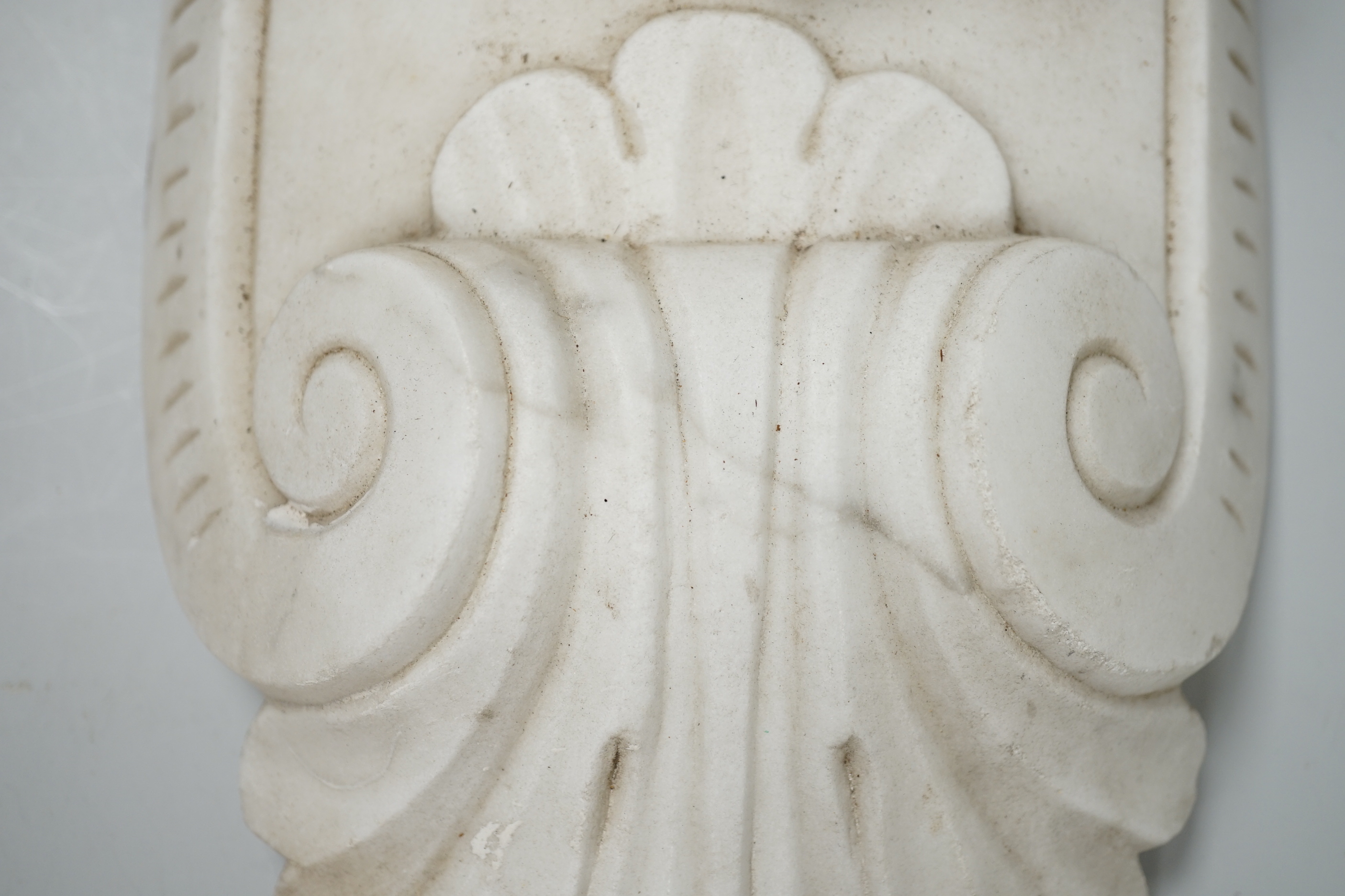 A 19th century carved marble architectural mount, 44cm high